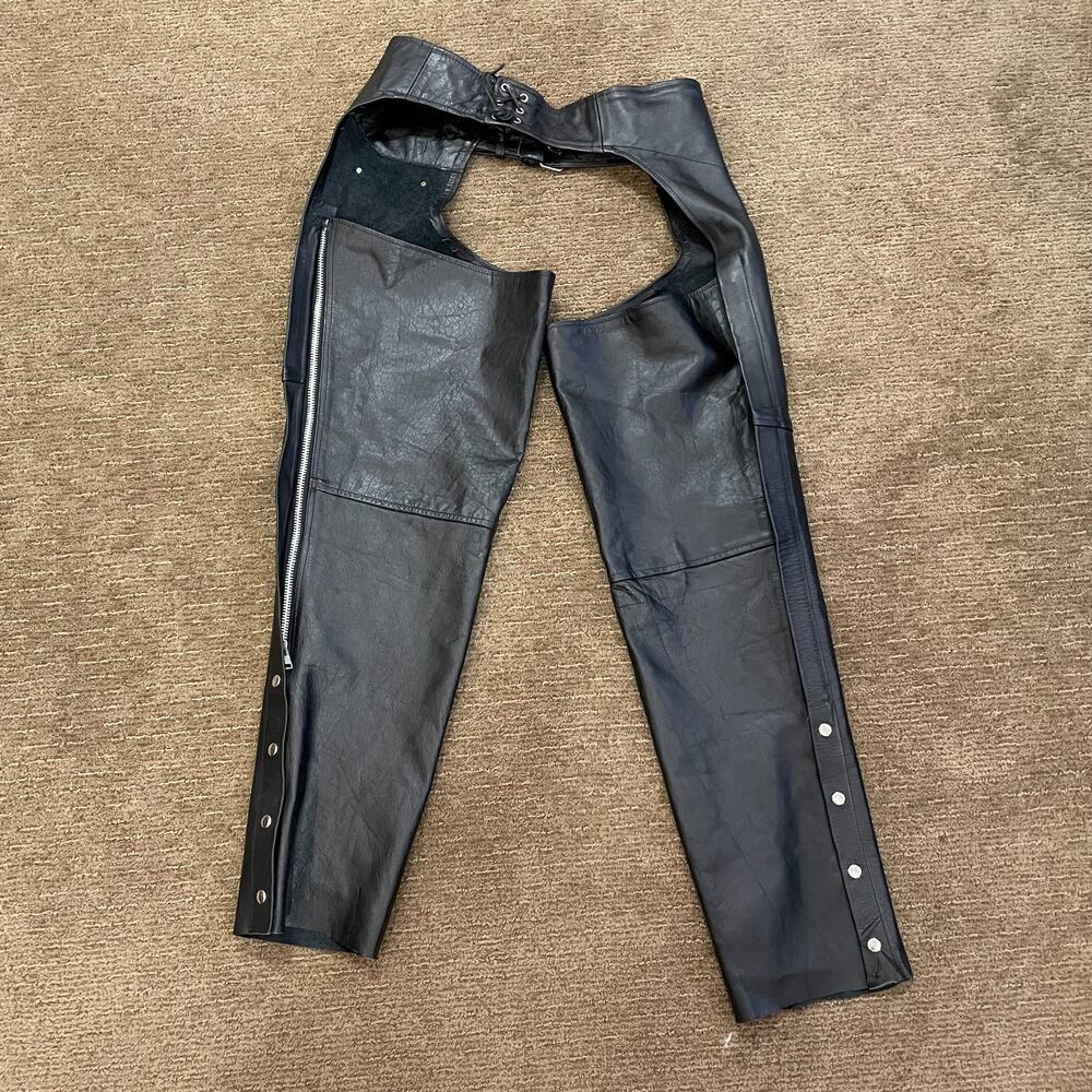 Hot Leathers Motorcycle Chaps Men’s M Adjustable to 4XL Biker Riding Vintage